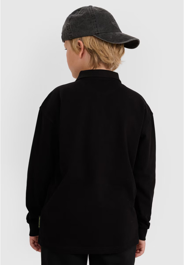 Longsleeve Chłopięcy 4F Regular Bluzka z kołnierzykiem Czarna 4FJWAW25TLONM483