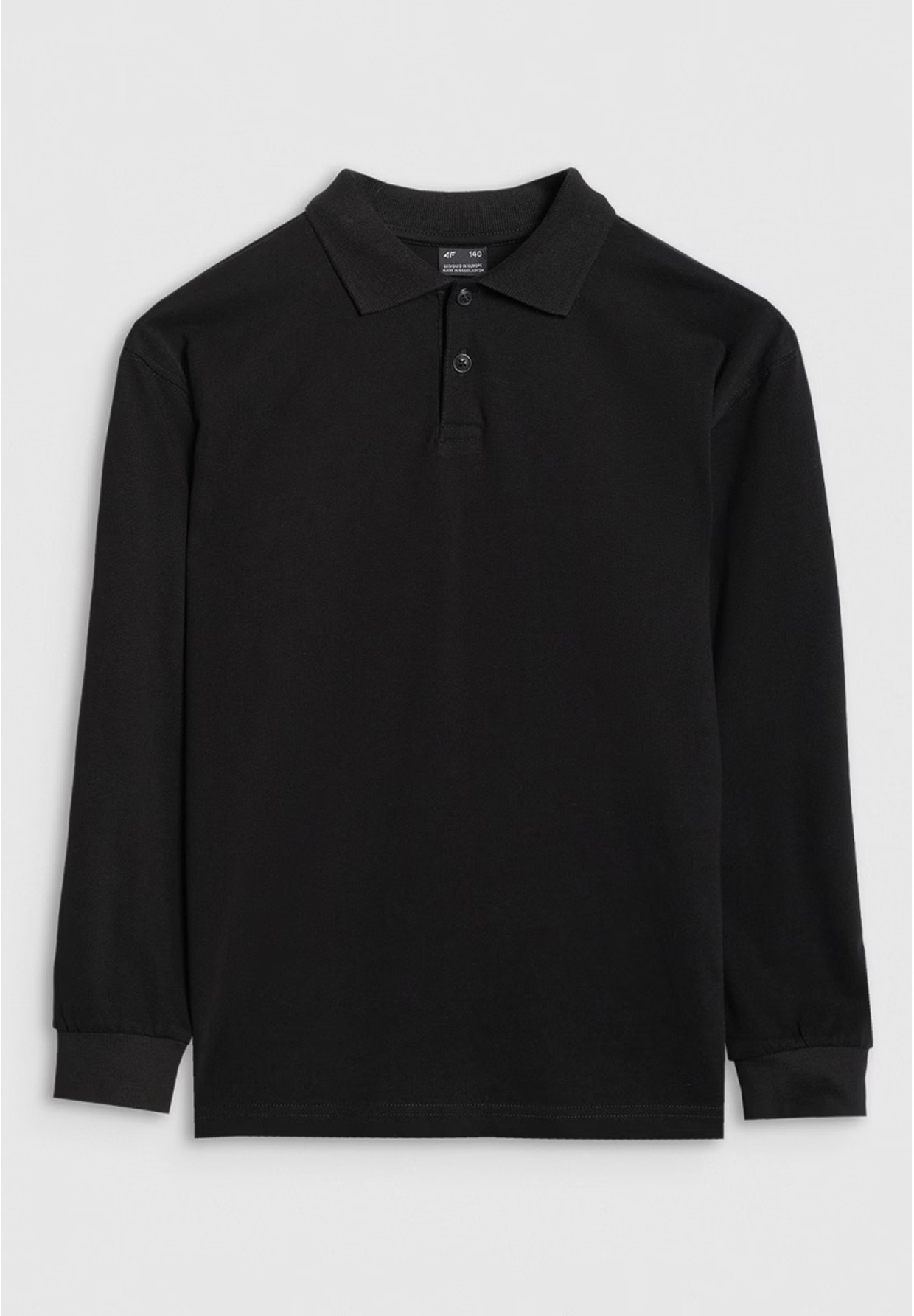 Longsleeve Chłopięcy 4F Regular Bluzka z kołnierzykiem Czarna 4FJWAW25TLONM483
