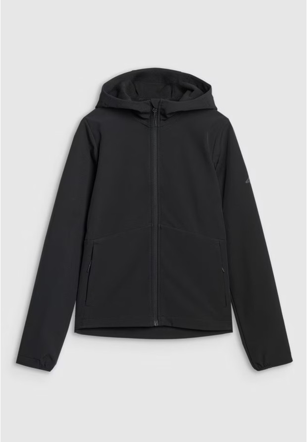 Kurtka Damska 4F Softshell Sportowa Z Kapturem Przejściowa Czarna 4FWAW25TSOFF359