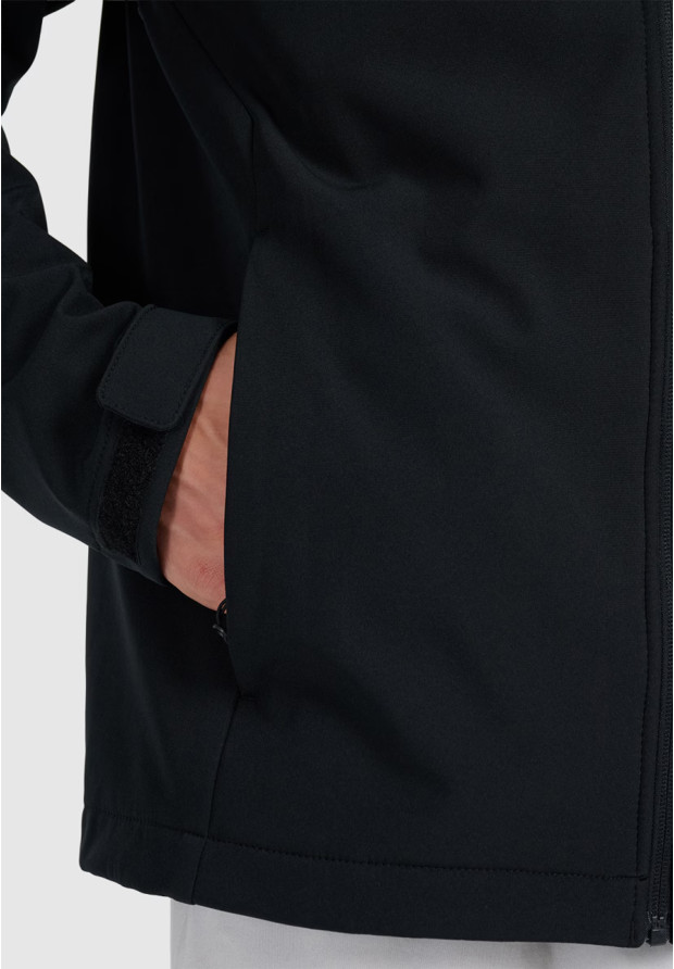 Kurtka Męska 4F Softshell Wiatroodporna Z Kapturem Czarna 4FWAW25TSOFM362