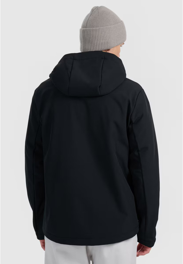 Kurtka Męska 4F Softshell Wiatroodporna Z Kapturem Czarna 4FWAW25TSOFM362