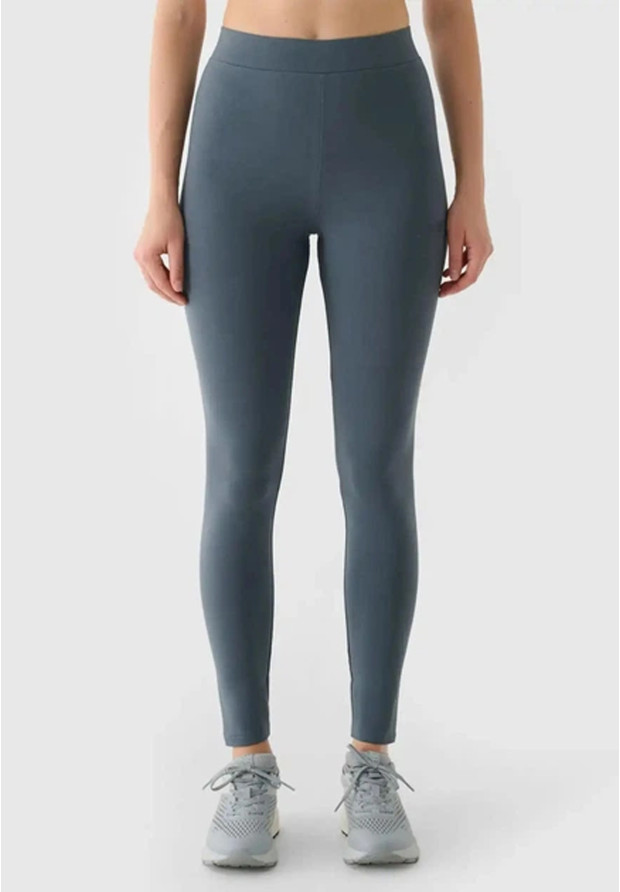 Legginsy Damskie 4F Spodnie Dzianinowe z wysokim stanem Antracyt 4FWAW25TTIGF248