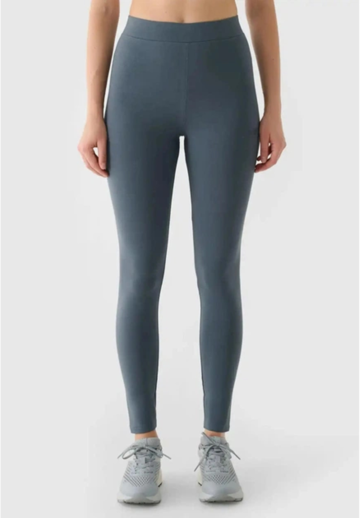 Legginsy Damskie 4F Spodnie Dzianinowe z wysokim stanem Antracyt 4FWAW25TTIGF248