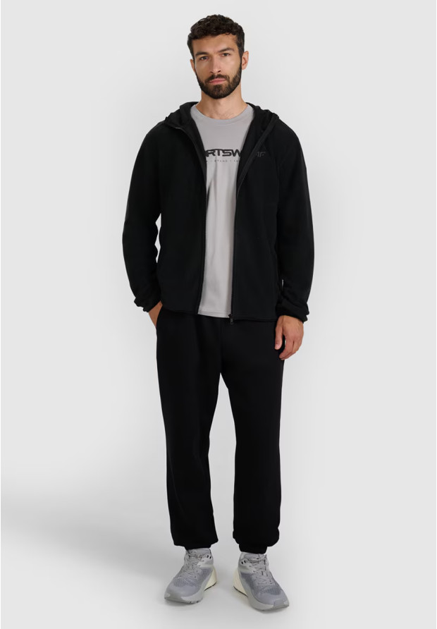 Polar Męski 4F Sportowy Rozpinany Regular Z Kapturem Bluza Czarna 4FWMM00TFLEM317