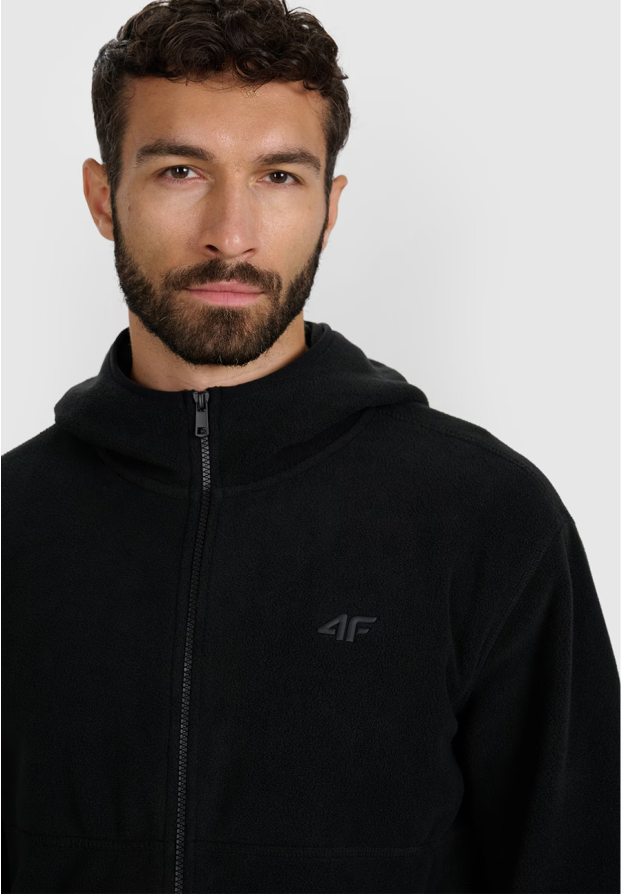 Polar Męski 4F Sportowy Rozpinany Regular Z Kapturem Bluza Czarna 4FWMM00TFLEM317