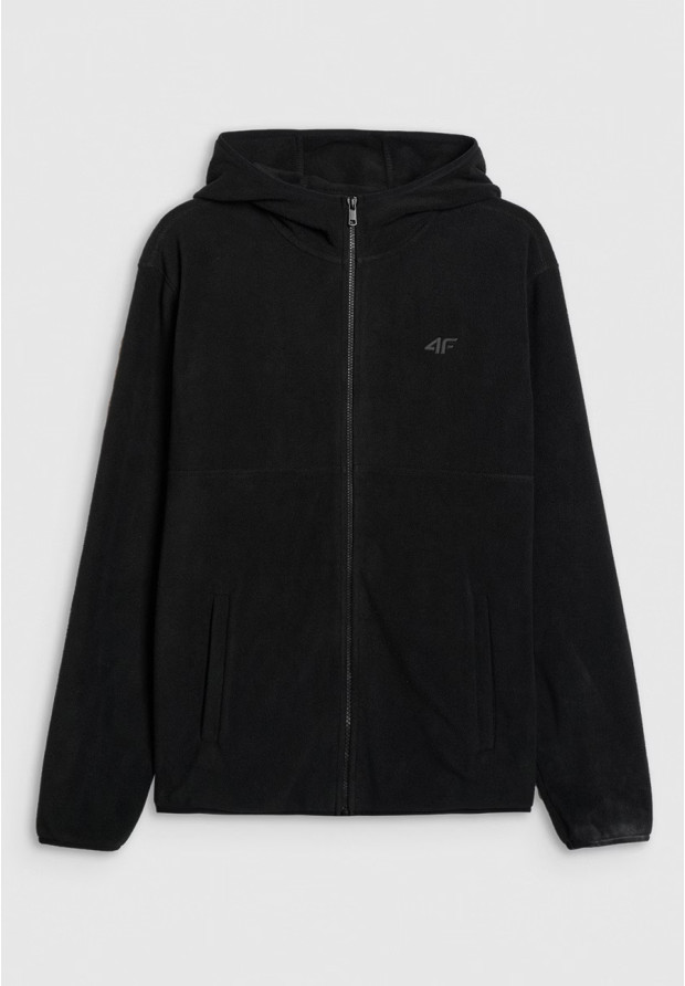 Polar Męski 4F Sportowy Rozpinany Regular Z Kapturem Bluza Czarna 4FWMM00TFLEM317