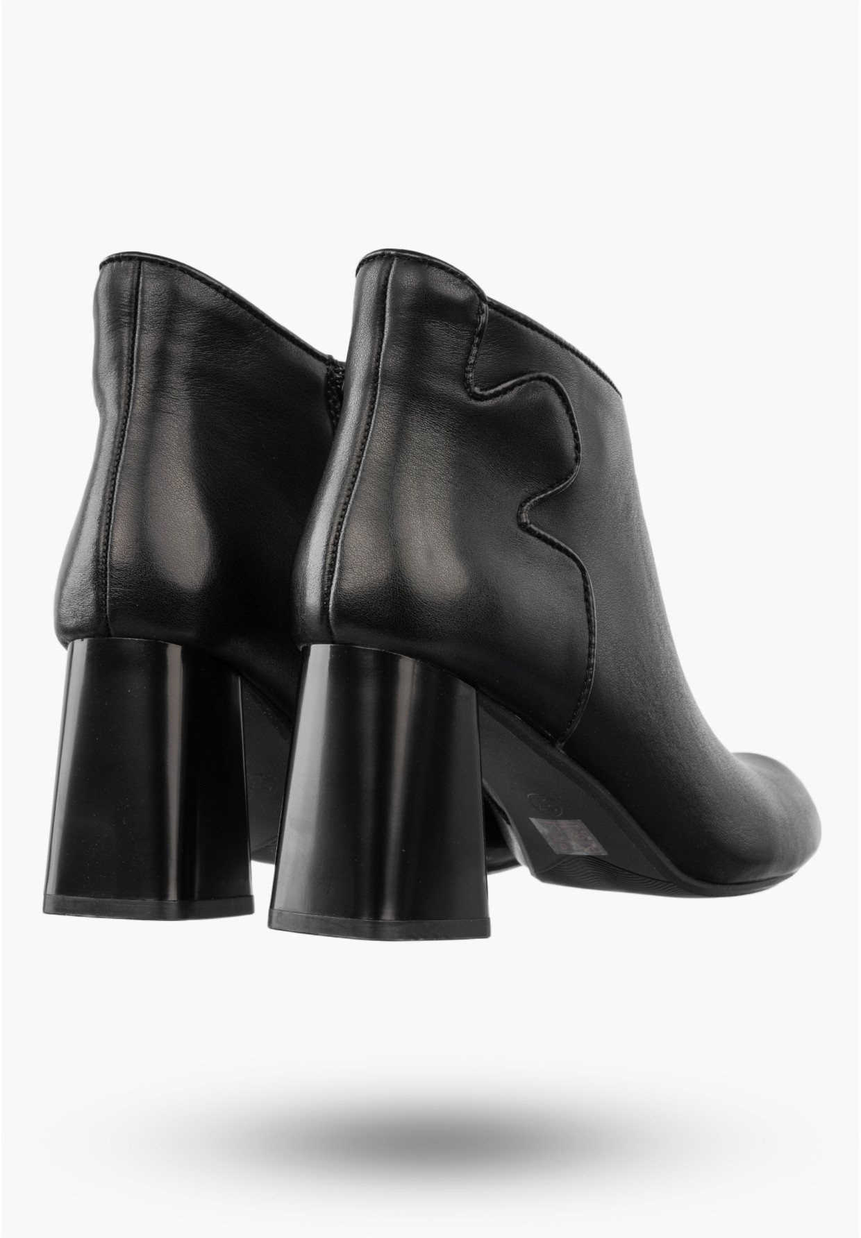 Botki Damskie Skórzane Buty Na Słupku Eleganckie Ocieplane Czarne Jezzi