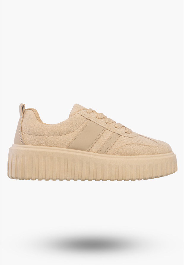 Sneakersy Damskie Buty Na Platformie Półbuty Sportowe Beżowe Gelteo