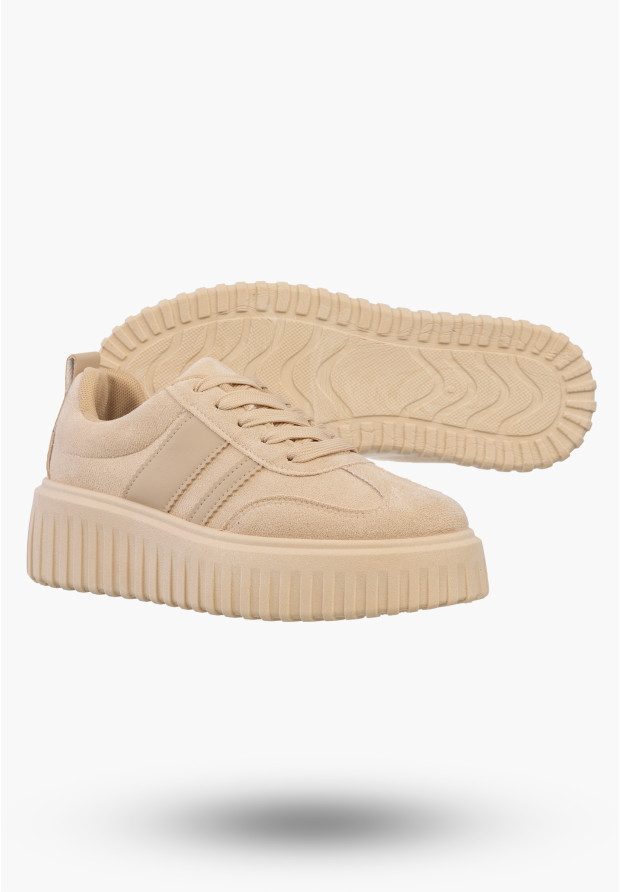 Sneakersy Damskie Buty Na Platformie Półbuty Sportowe Beżowe Gelteo