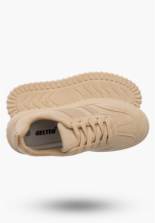 Sneakersy Damskie Buty Na Platformie Półbuty Sportowe Beżowe Gelteo