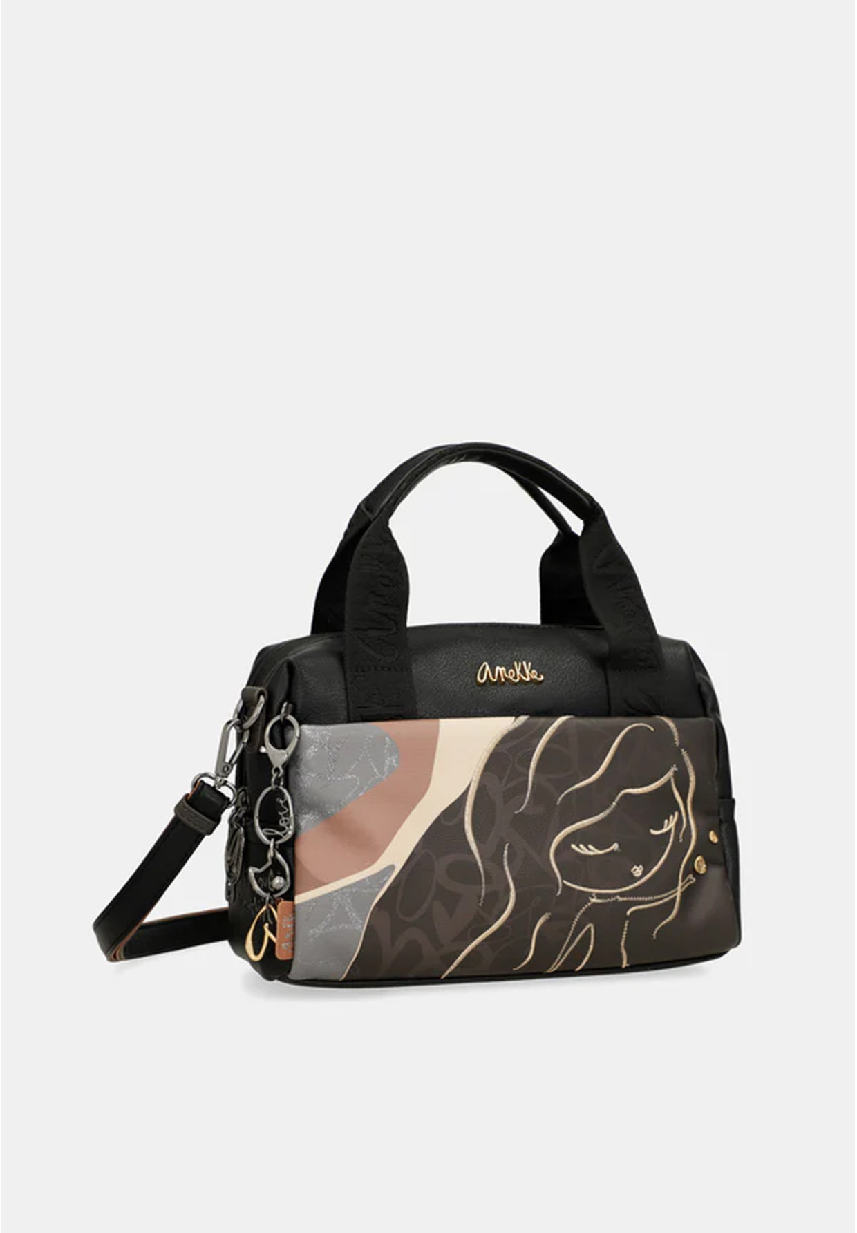 Torebka Damska ANEKKE Podręczna Torba Casual Czarna Heartbeat 39781-177