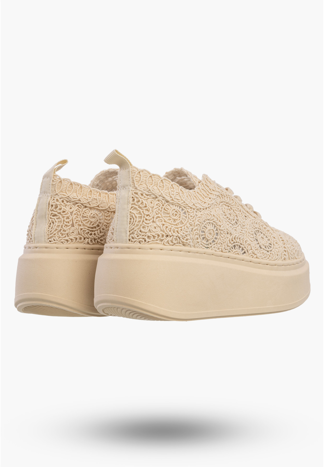 Sneakersy Damskie Na Platformie Buty Ażurowe Półbuty Beżowe