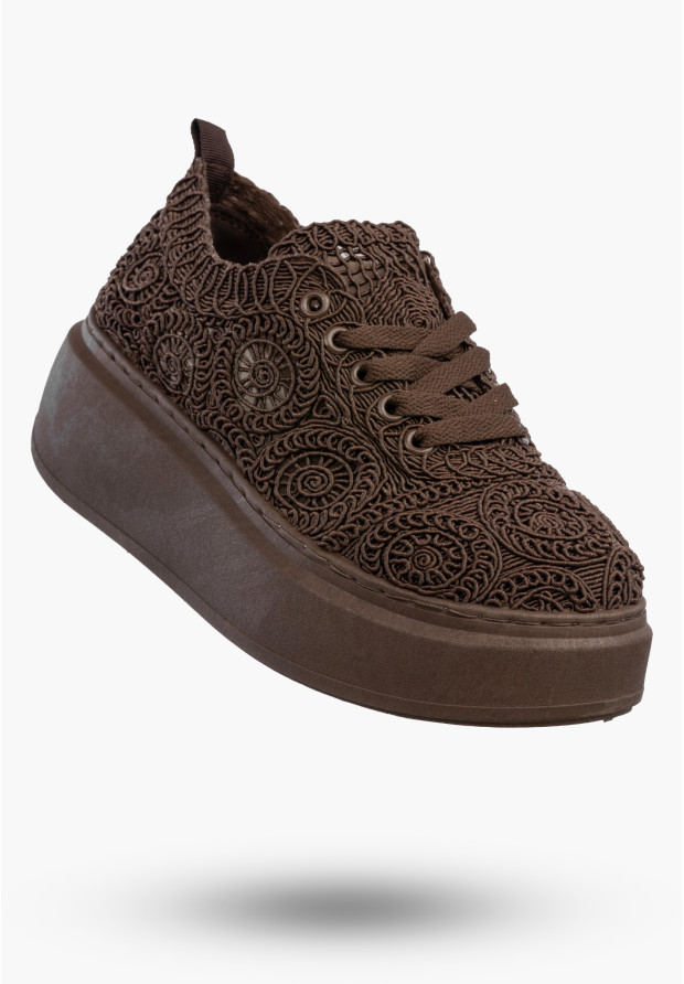 Brązowe sneakersy damskie na platformie
