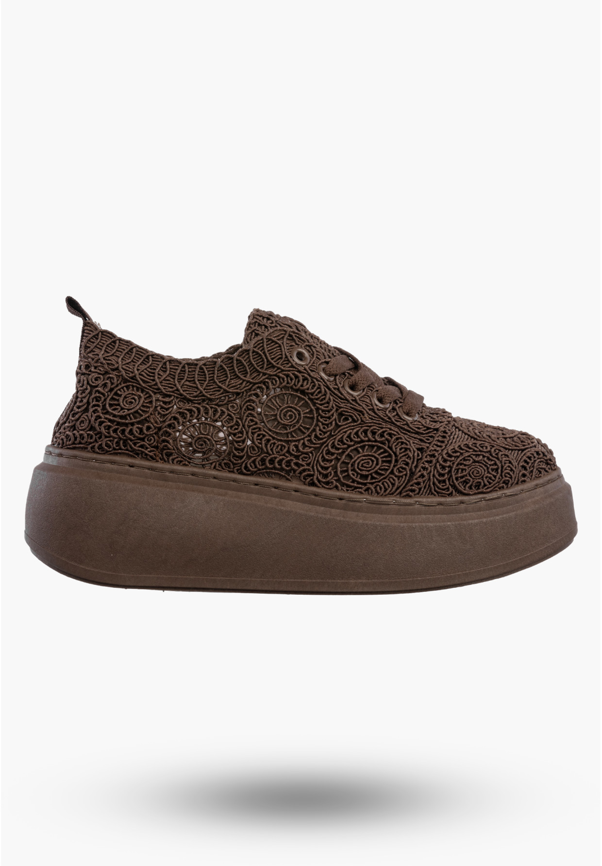 Sneakersy Damskie Na Platformie Buty Ażurowe Półbuty Brązowe