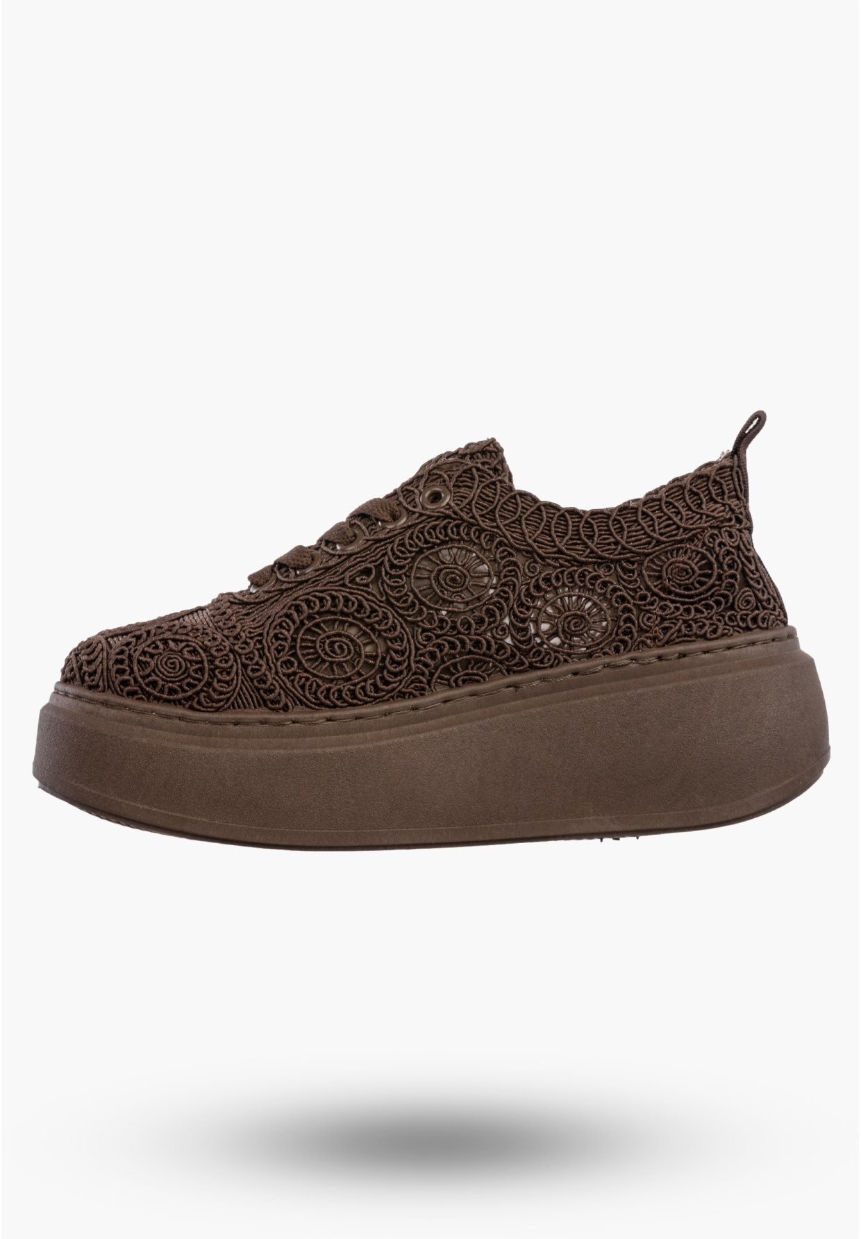 Sneakersy Damskie Na Platformie Buty Ażurowe Półbuty Brązowe