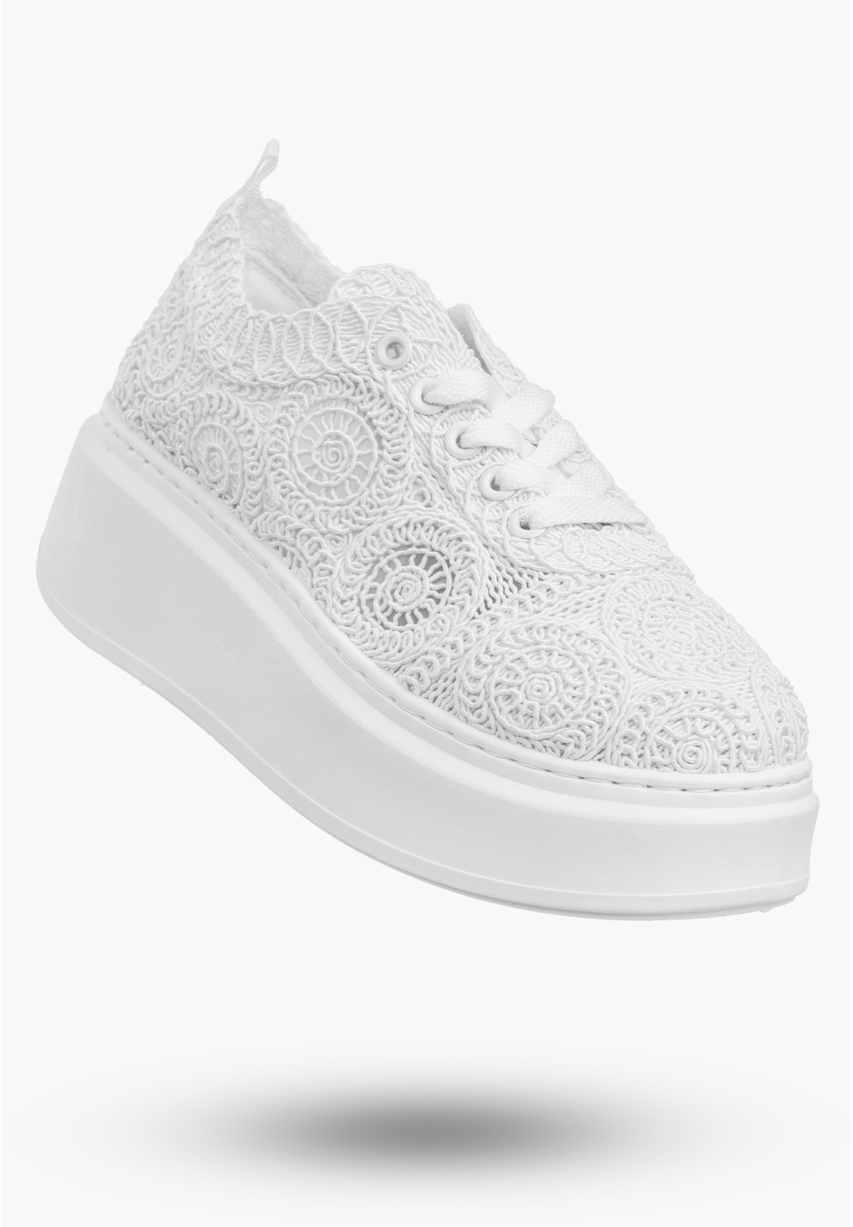 Sneakersy Damskie Na Platformie Buty Ażurowe Półbuty Białe