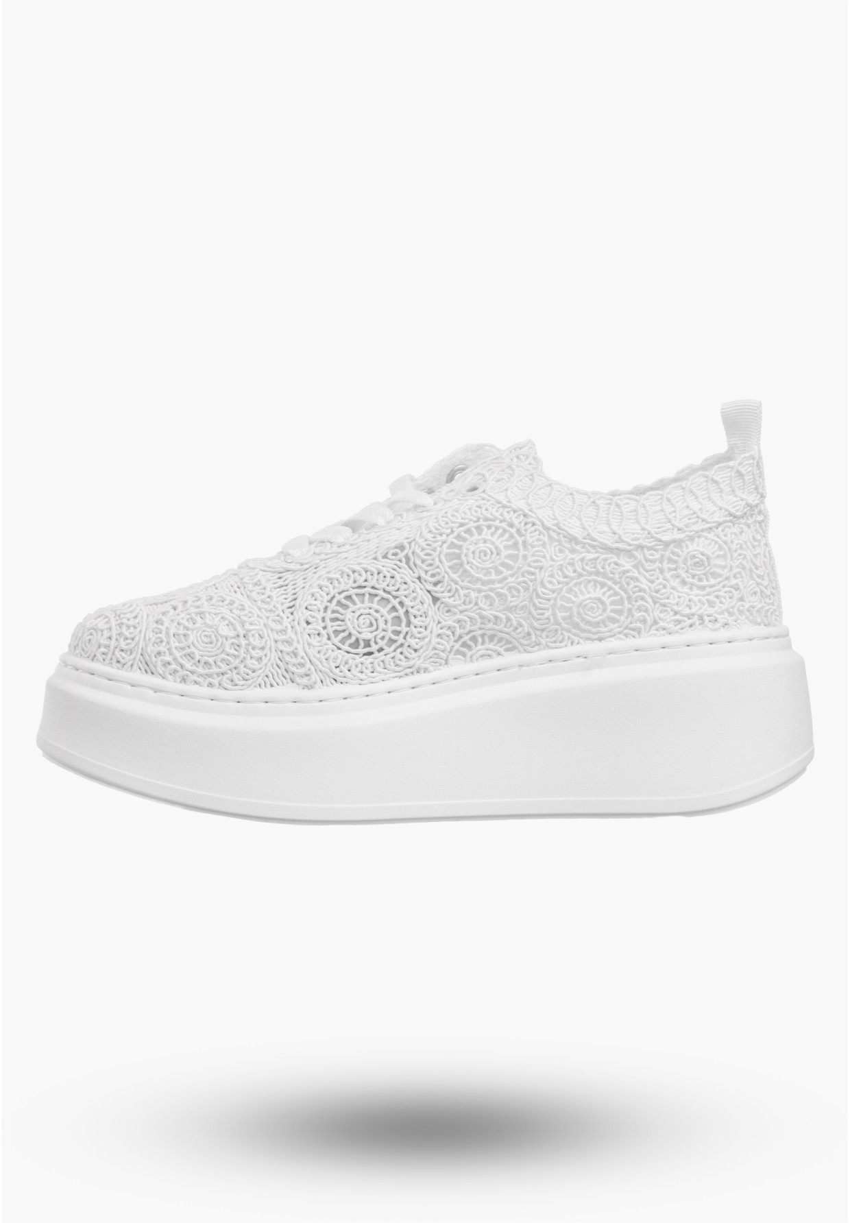 Sneakersy Damskie Na Platformie Buty Ażurowe Półbuty Białe