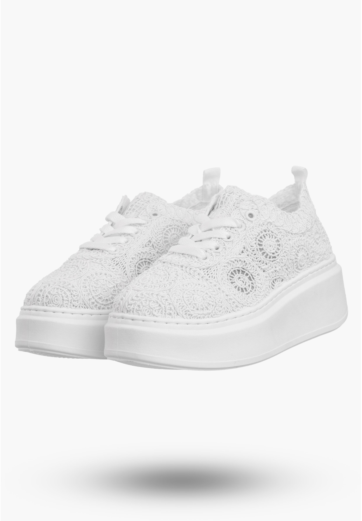 Sneakersy Damskie Na Platformie Buty Ażurowe Półbuty Białe