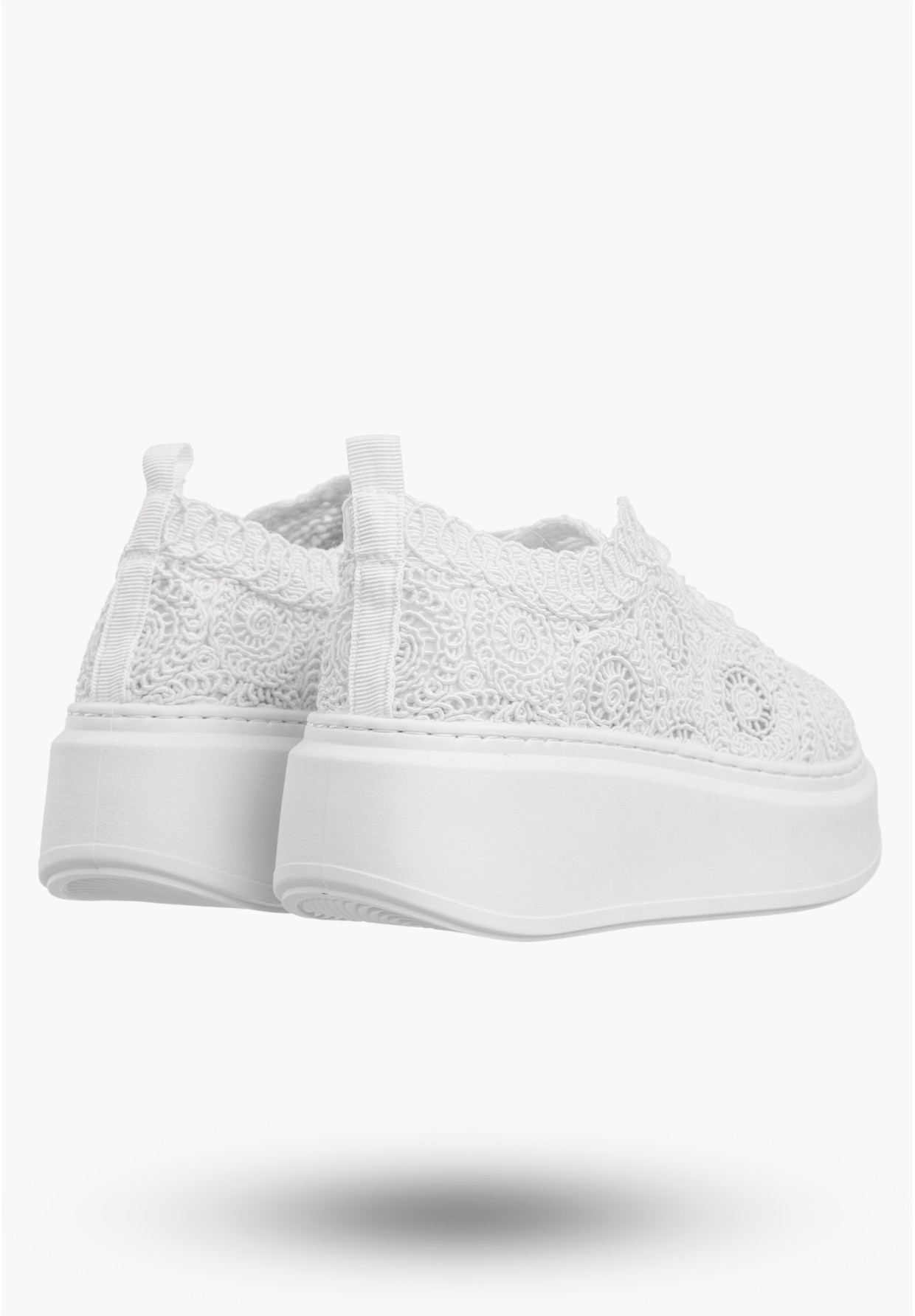 Sneakersy Damskie Na Platformie Buty Ażurowe Półbuty Białe