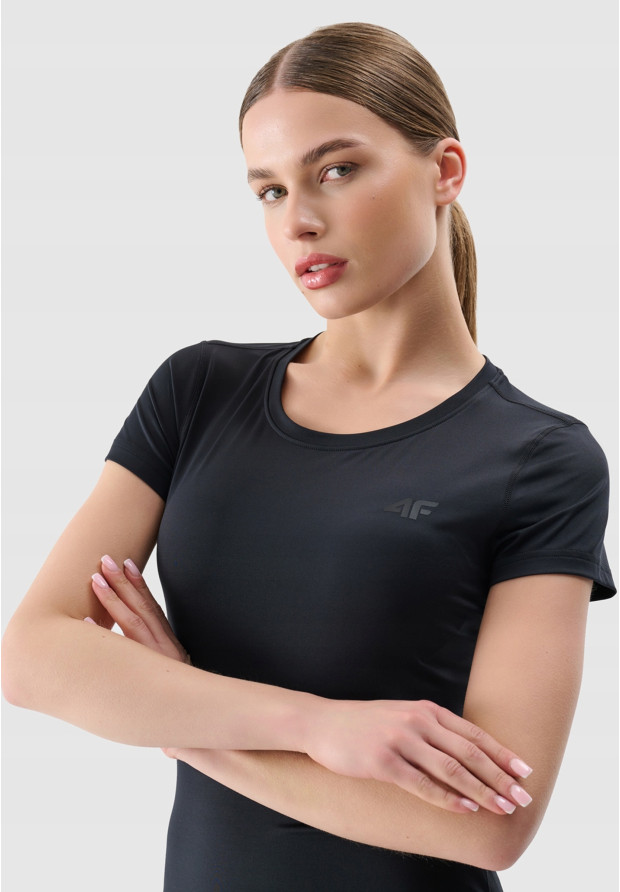 Koszulka Damska 4F Szybkoschnąca Sportowa T-shirt Czarna 4FRSS25TFTSF1235