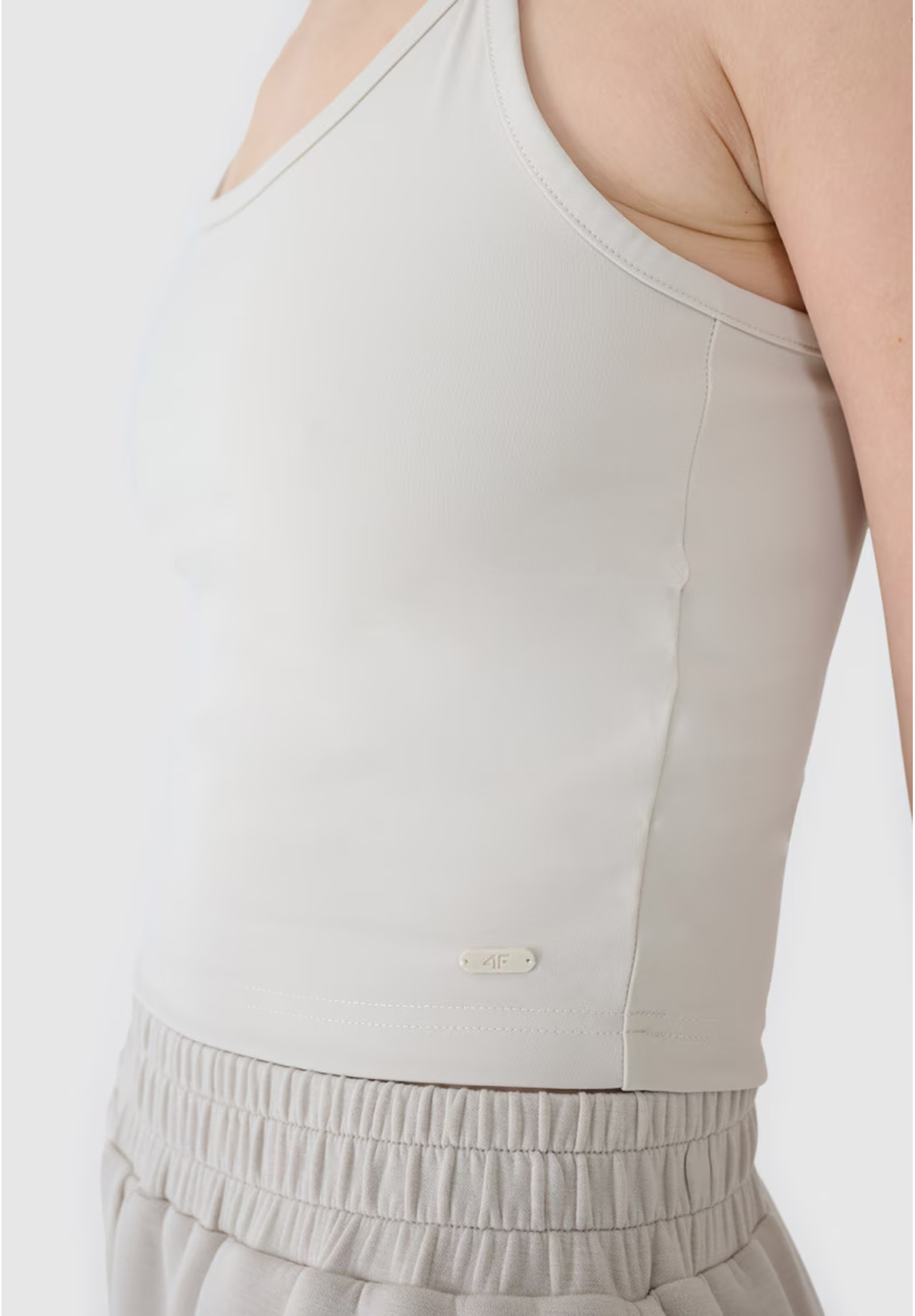Crop-top Damski 4F Slim Fit Koszulka Na Ramiączkach Beżowa 4FWSS25TSLEF127