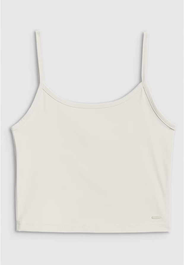 Crop-top Damski 4F Slim Fit Koszulka Na Ramiączkach Beżowa 4FWSS25TSLEF127