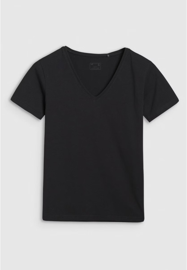 T-Shirt Damski 4F Slim Fit Koszulka z krótkim rękawem Czarna 4FWSS25TTSHF1990