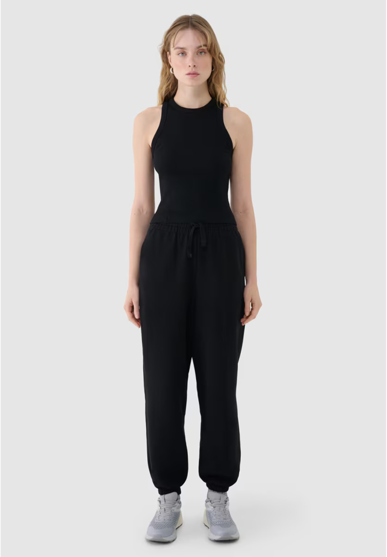 Top Damski 4F Slim Fit Z Prążkowej Dzianiny Bawełna Czarny 4FWSS25TSLEF119