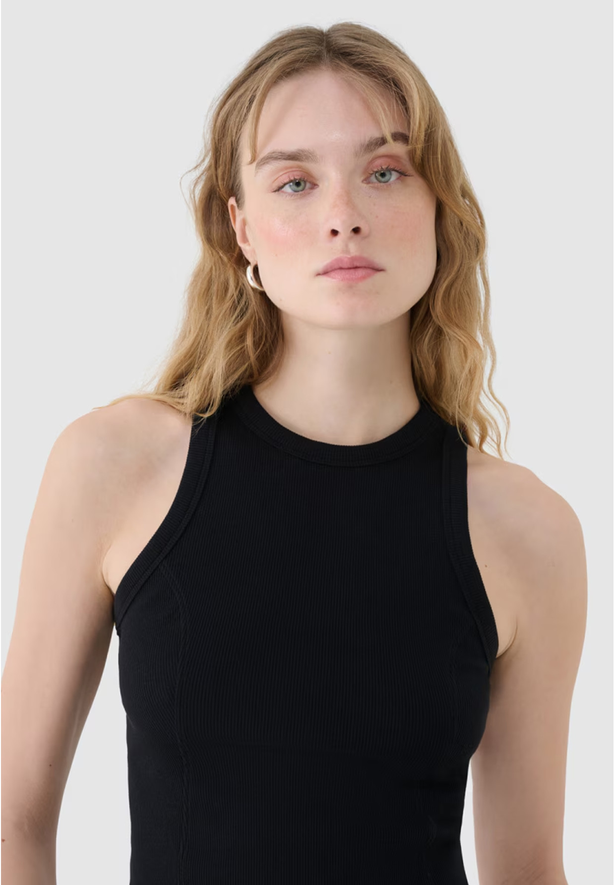 Top Damski 4F Slim Fit Z Prążkowej Dzianiny Bawełna Czarny 4FWSS25TSLEF119