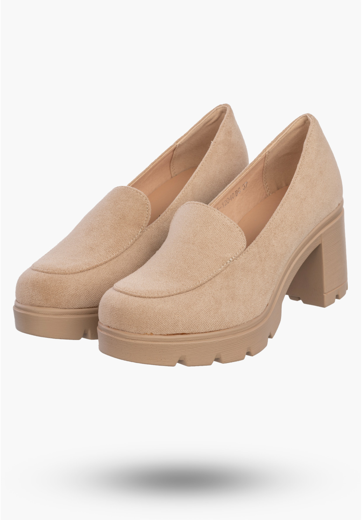 Mokasyny Damskie Buty Na Obcasie Eleganckie Beżowe Potocki 24-2-12040BG