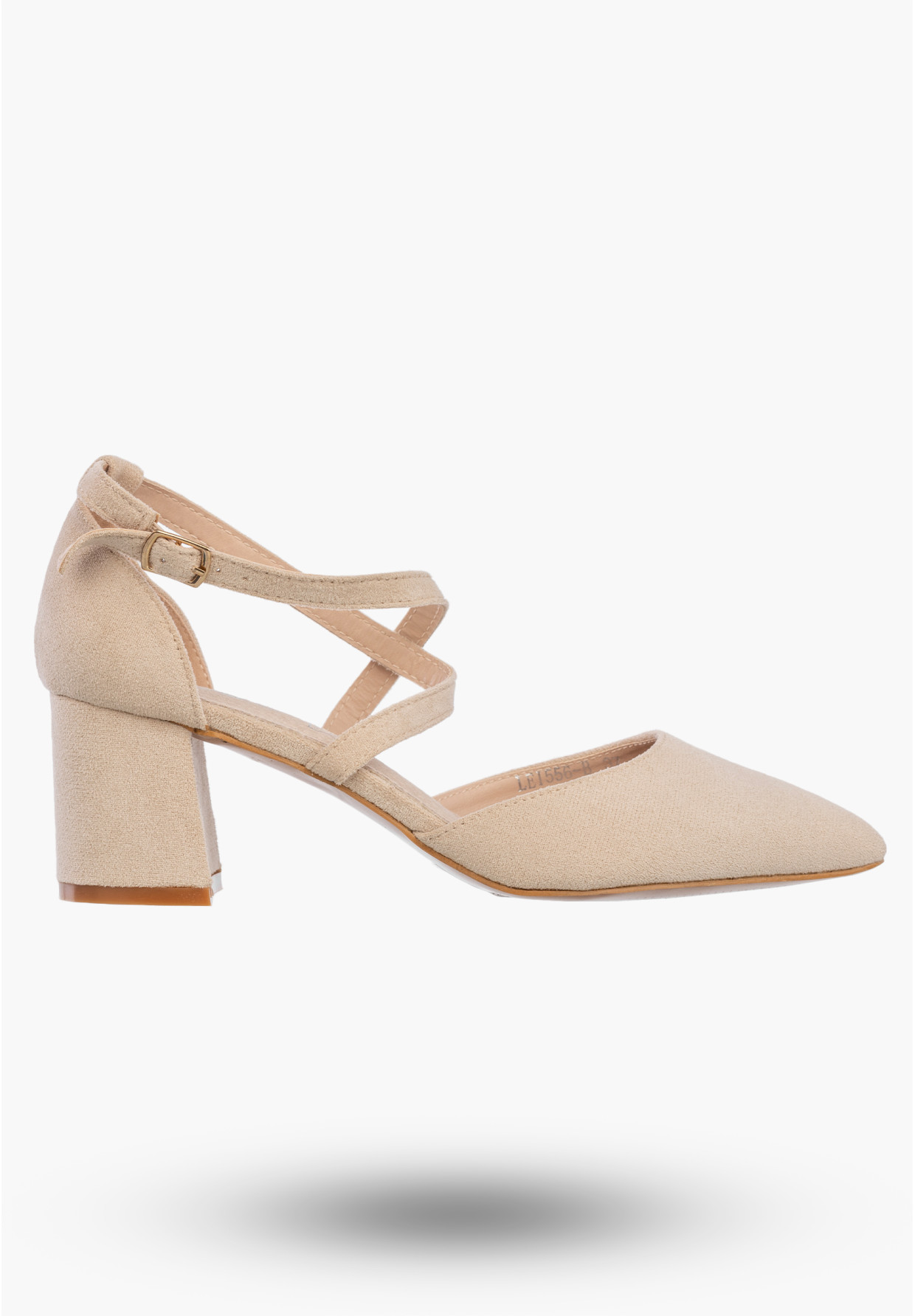 Czółenka Damskie Buty Na Słupku Skórzana Wkładka Eleganckie Beżowe