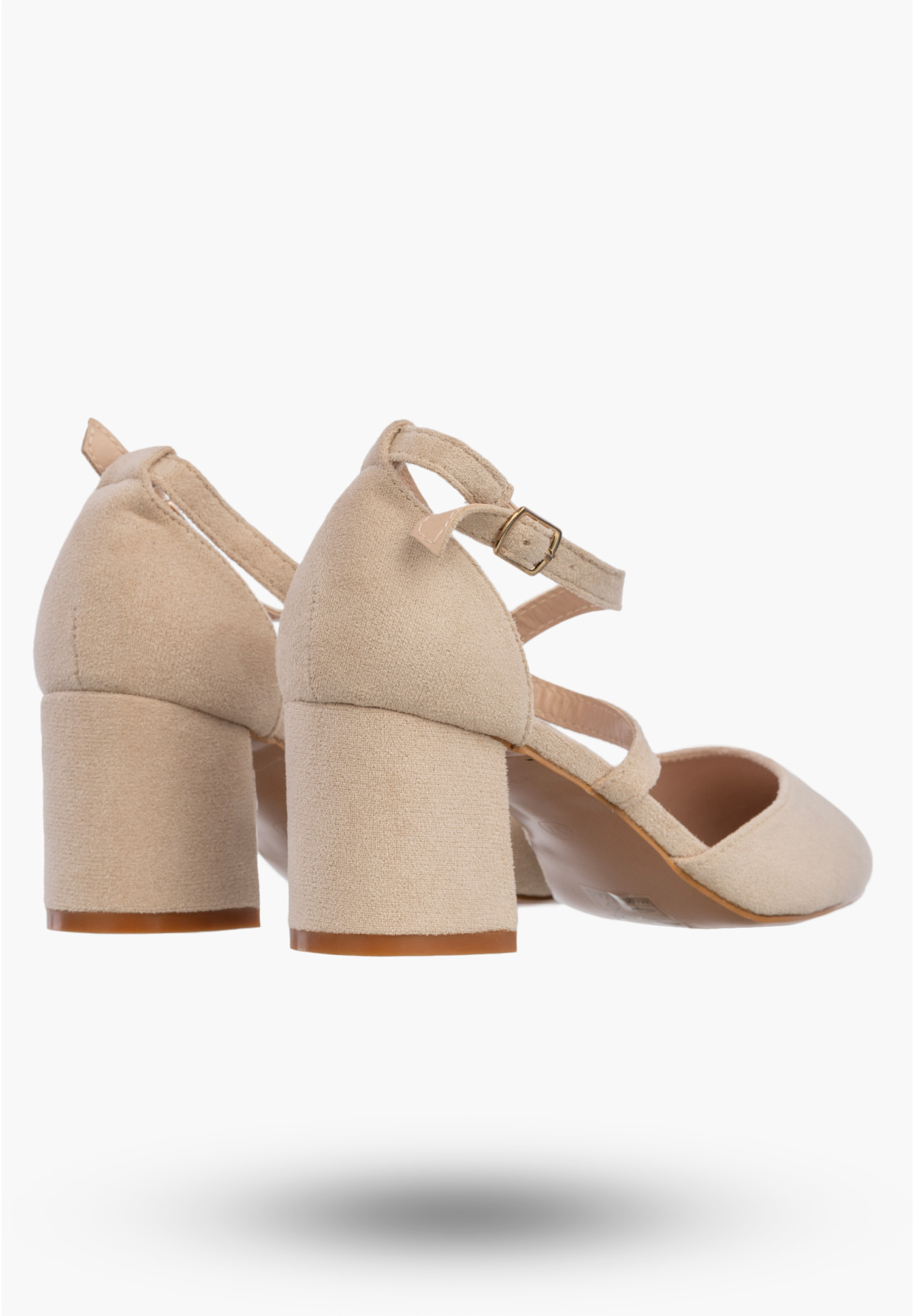 Czółenka Damskie Buty Na Słupku Skórzana Wkładka Eleganckie Beżowe