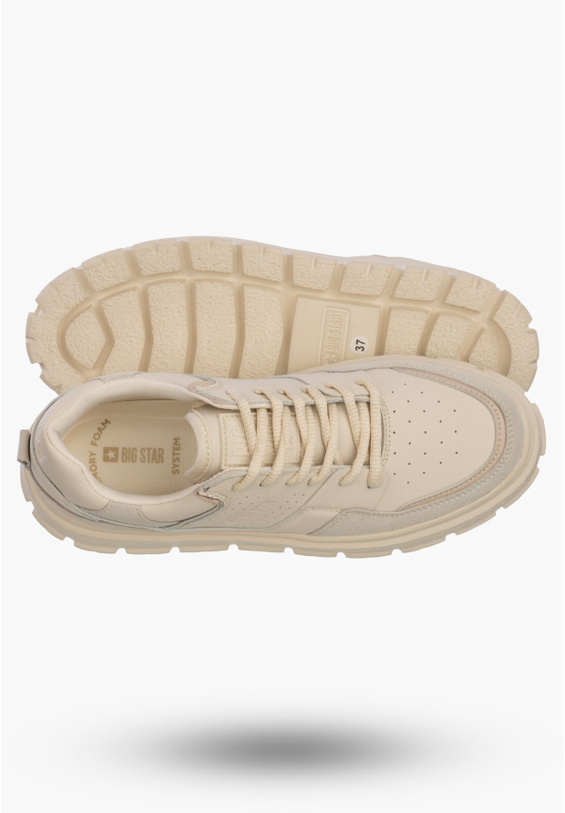 Sneakersy Damskie BIG STAR Ekoskóra Buty Sportowe Niskie Beżowe NN274387