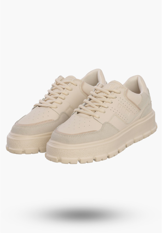 Sneakersy Damskie BIG STAR Ekoskóra Buty Sportowe Niskie Beżowe NN274387