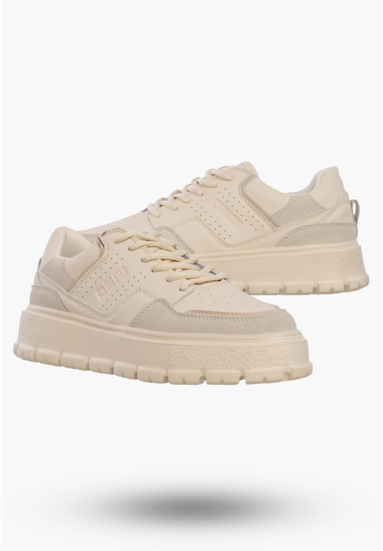 Sneakersy Damskie BIG STAR Ekoskóra Buty Sportowe Niskie Beżowe NN274387