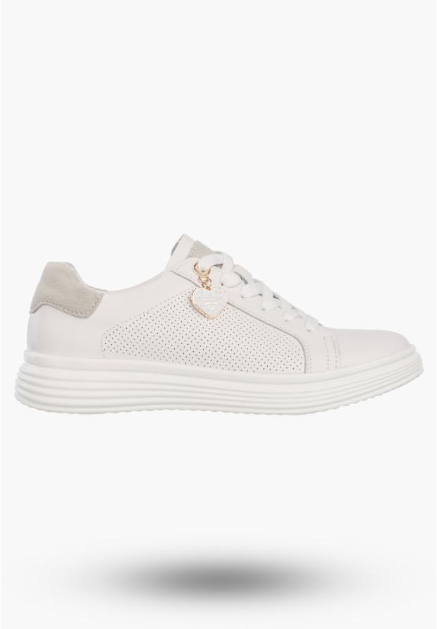 Półbuty Damskie Buty Skórzane Sneskersy z zawieszką Białe Filippo DP6860/26 WH