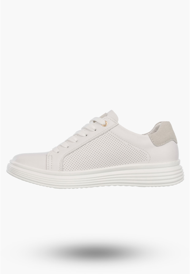 Półbuty Damskie Buty Skórzane Sneskersy z zawieszką Białe Filippo DP6860/26 WH