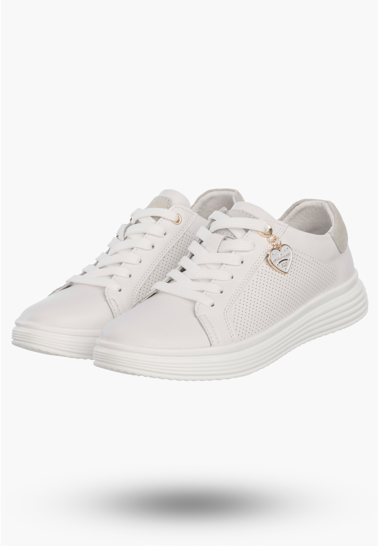 Półbuty Damskie Buty Skórzane Sneskersy z zawieszką Białe Filippo DP6860/26 WH