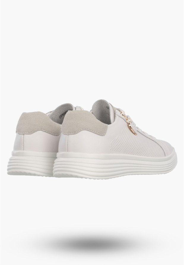 Półbuty Damskie Buty Skórzane Sneskersy z zawieszką Białe Filippo DP6860/26 WH