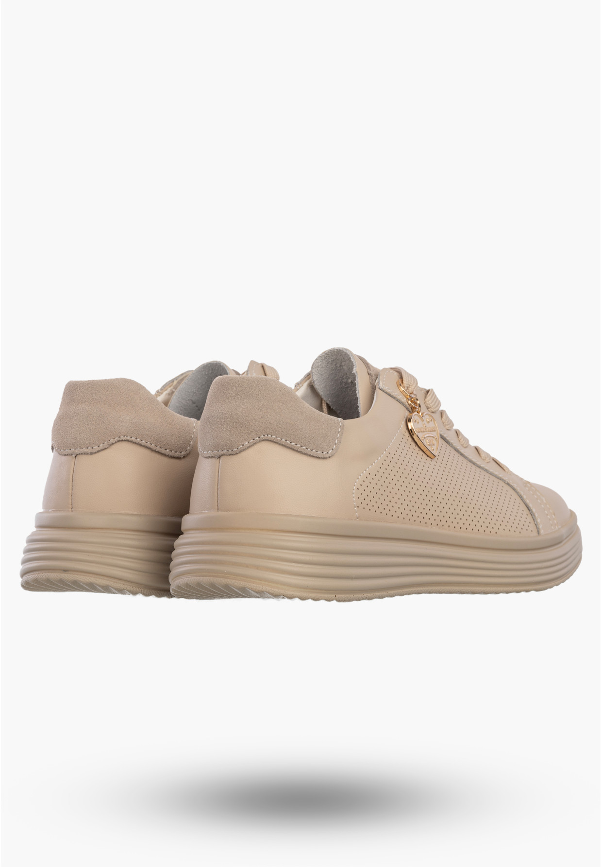 Półbuty Damskie Buty Skórzane Sneskersy z zawieszką Beżowe Filippo DP6860/26 BE