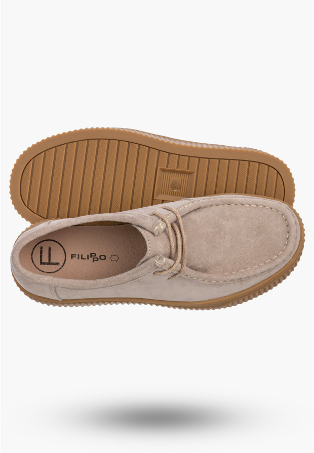 Półbuty Damskie Skórzane Buty Na Platformie Beżowe Filippo DP7508/26