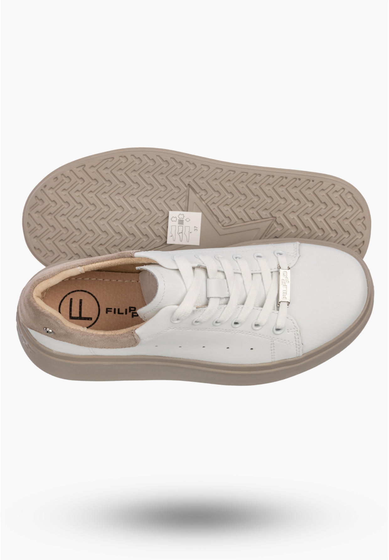 Półbuty Damskie Skórzane Buty Na Platformie Białe Filippo DP7537/26