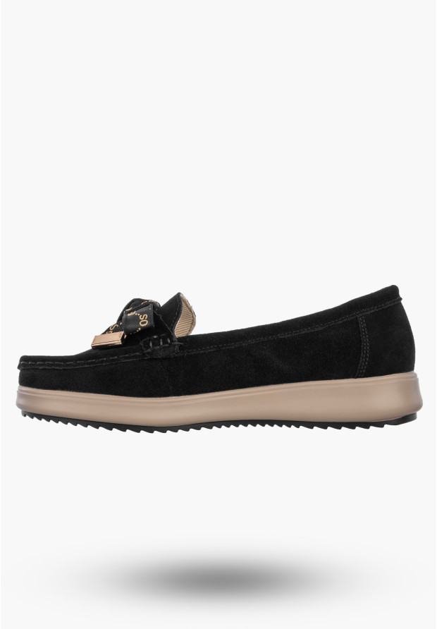 Mokasyny Damskie Skórzane Buty Eleganckie Półbuty Czarne Filippo DP6457/26