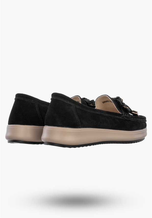 Mokasyny Damskie Skórzane Buty Eleganckie Półbuty Czarne Filippo DP6457/26
