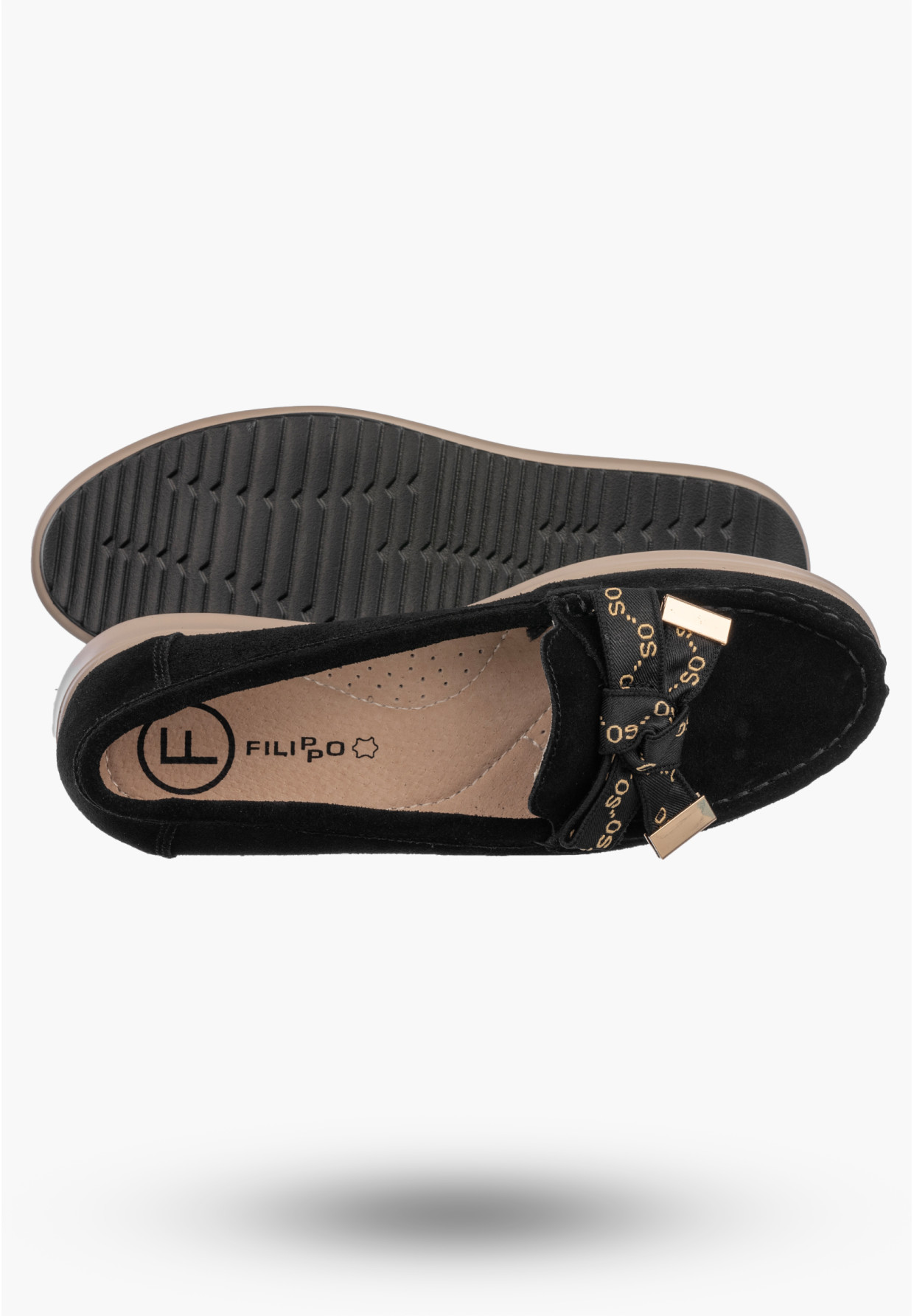 Mokasyny Damskie Skórzane Buty Eleganckie Półbuty Czarne Filippo DP6457/26
