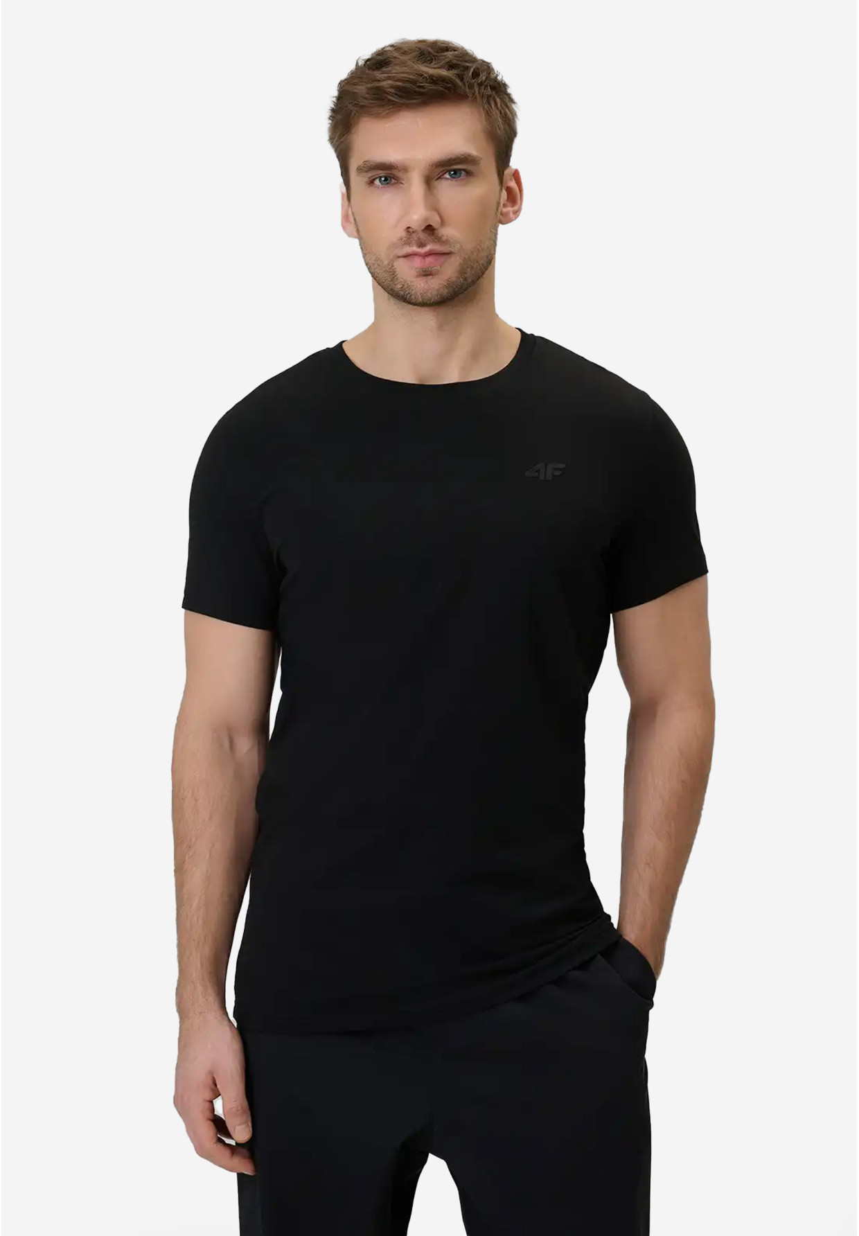 Koszulka Męska 4F T-shirt Basic Regular Czarny 4FWMM00TTSHM3340