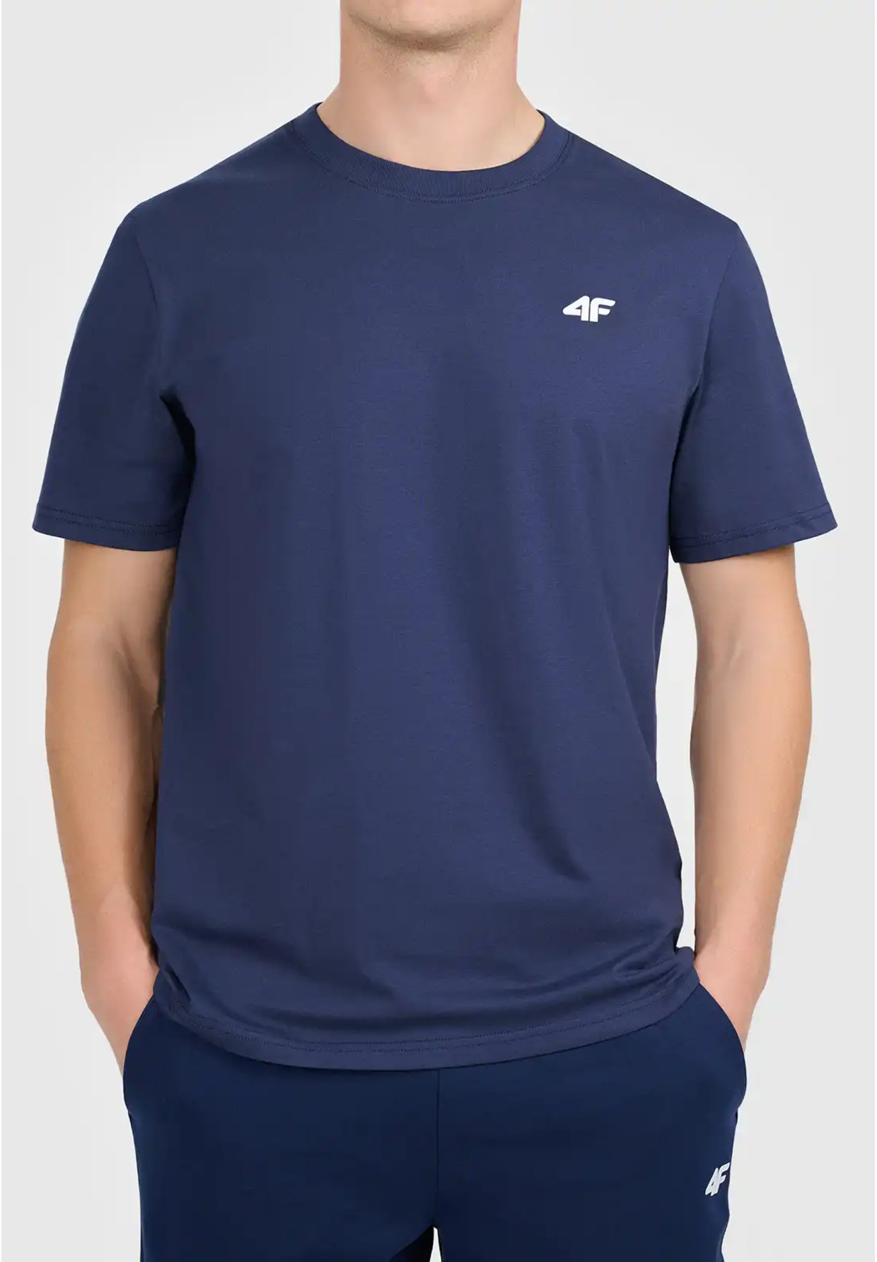 Koszulka Męska 4F T-shirt Z Logo Regular Granatowy 4FWMM00TTSHM3341