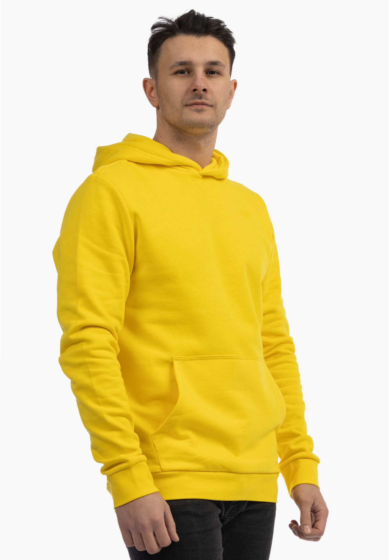 Bluza męska 4F Basic z kapturem Żółta 4FSSS24TSWSM1629