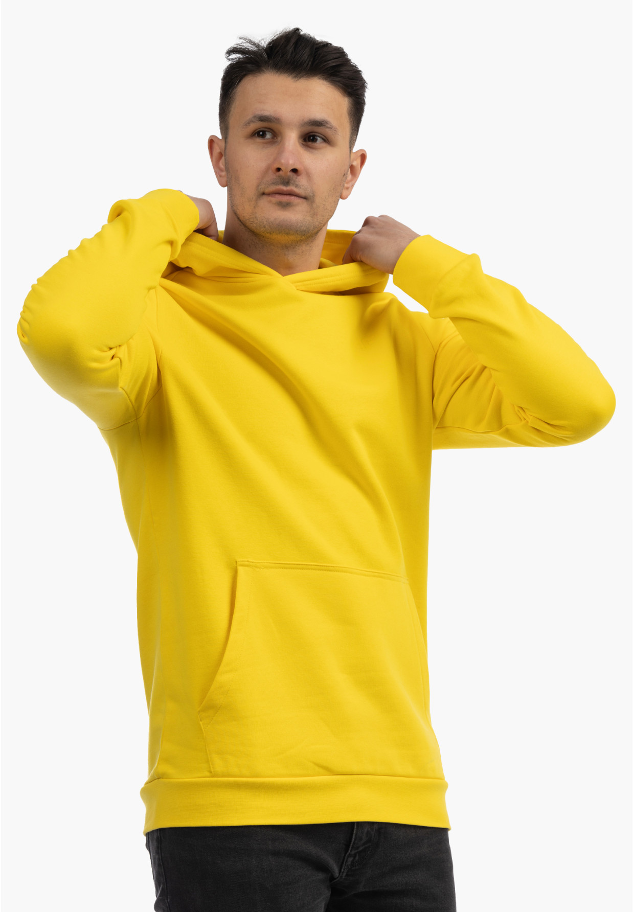 Bluza męska 4F Basic z kapturem Żółta 4FSSS24TSWSM1629