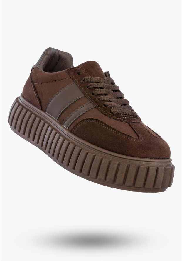 Brązowe sneakersy damskie na platformie